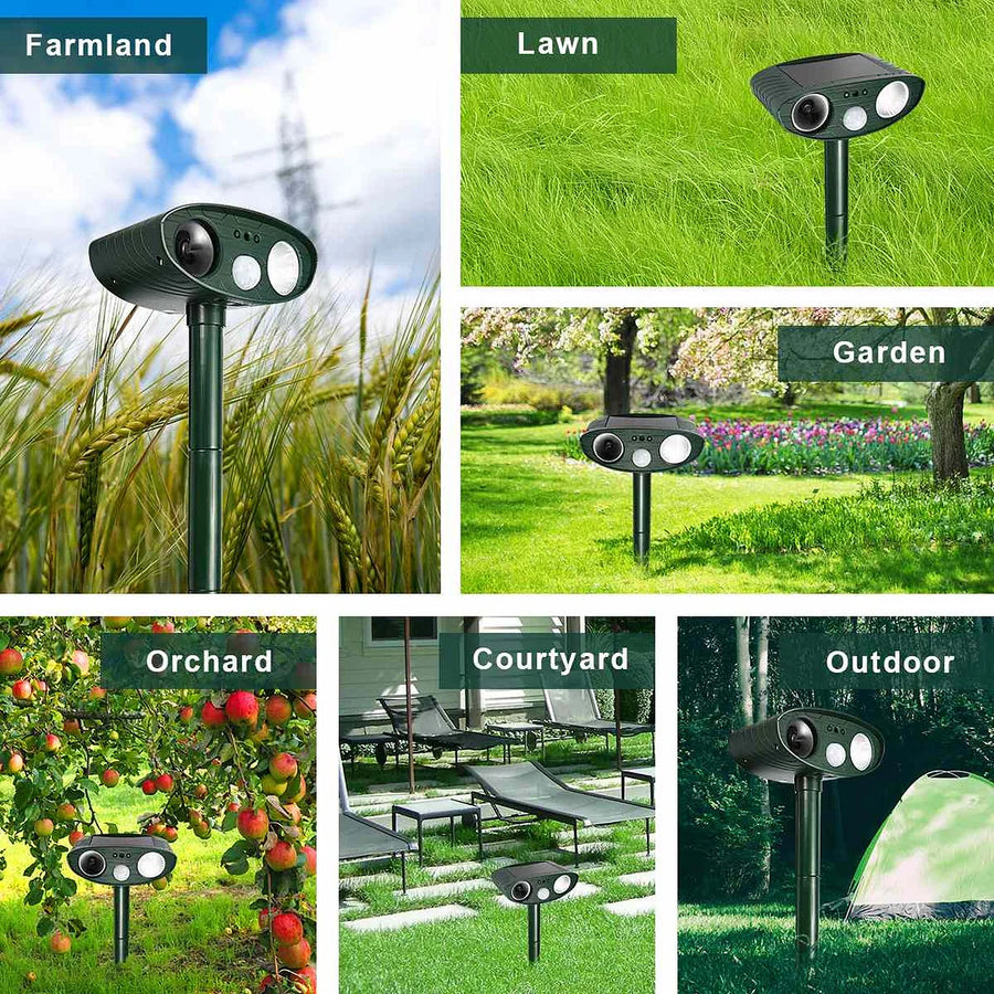Ultrasonic Deer Repeller, Solar Powered Motion-Activated Animal Deterrent