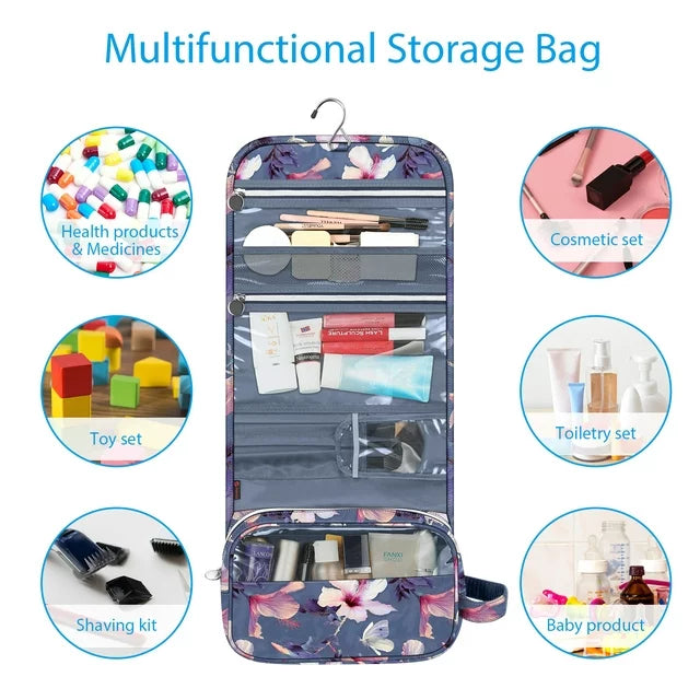 Cosmetics Organizer with Transparent Panel and Metal Hook, Water Resistant