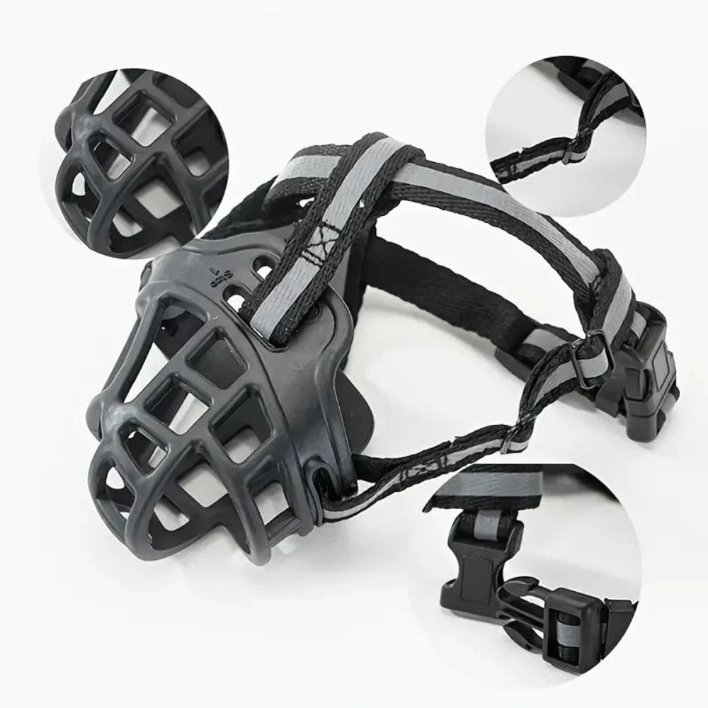 Dog Muzzle with Adjustable Head and Jaw Straps for Reactive Behavior