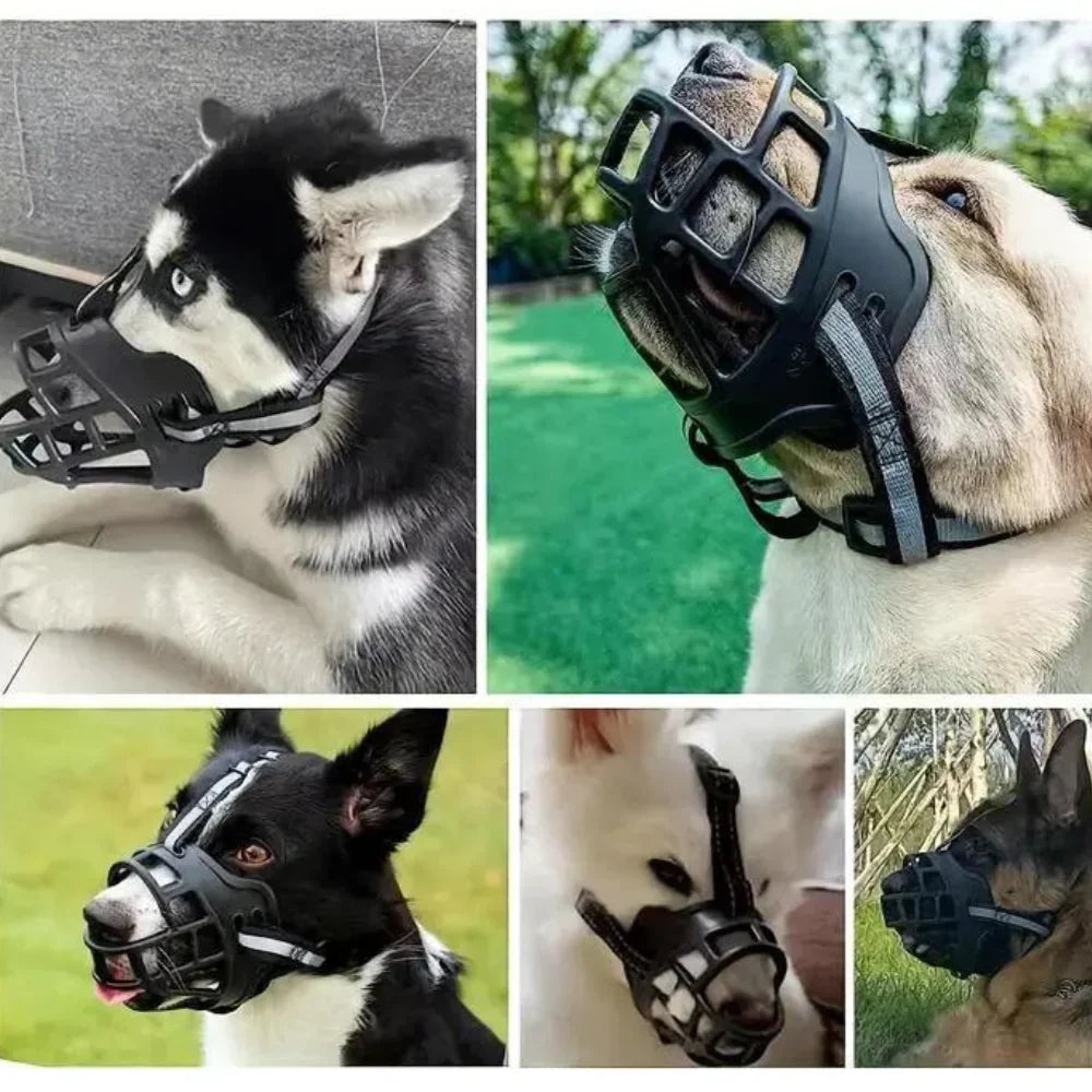 Dog Muzzle with Adjustable Head and Jaw Straps for Reactive Behavior