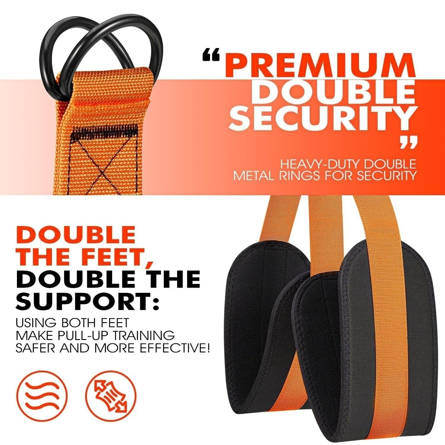 Pull Up Assist Band with Double Foot System and Steel Hooks