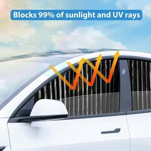 Magnetic Car Window Shade with UV Protection and Sliding Track System