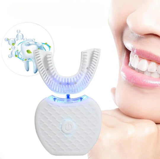 Sjbackyard Ultrasonic Electric Toothbrush, U-Shaped Blue Light Cleaner