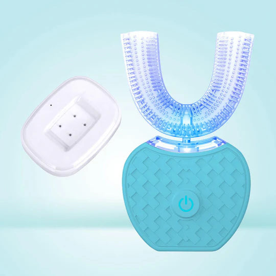 Sjbackyard Ultrasonic Electric Toothbrush, U-Shaped Blue Light Cleaner