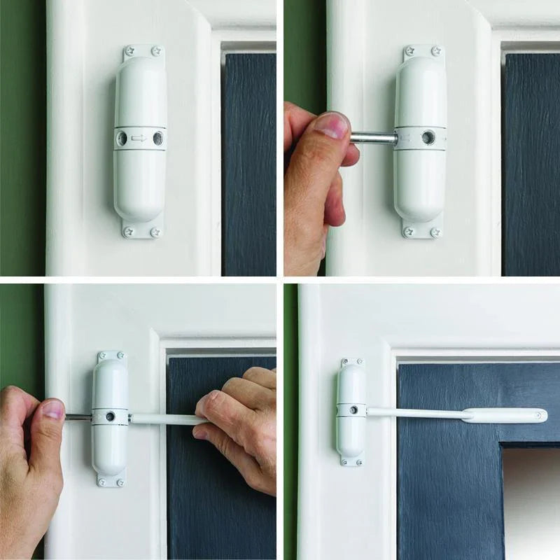 Automatic Door Closer with Cushioned Mechanism for Interior Doors
