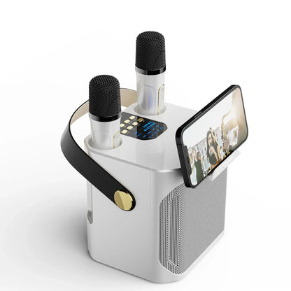Portable Karaoke Speaker with Dual Microphone Inputs and 360° Sound, 8 Hour Battery