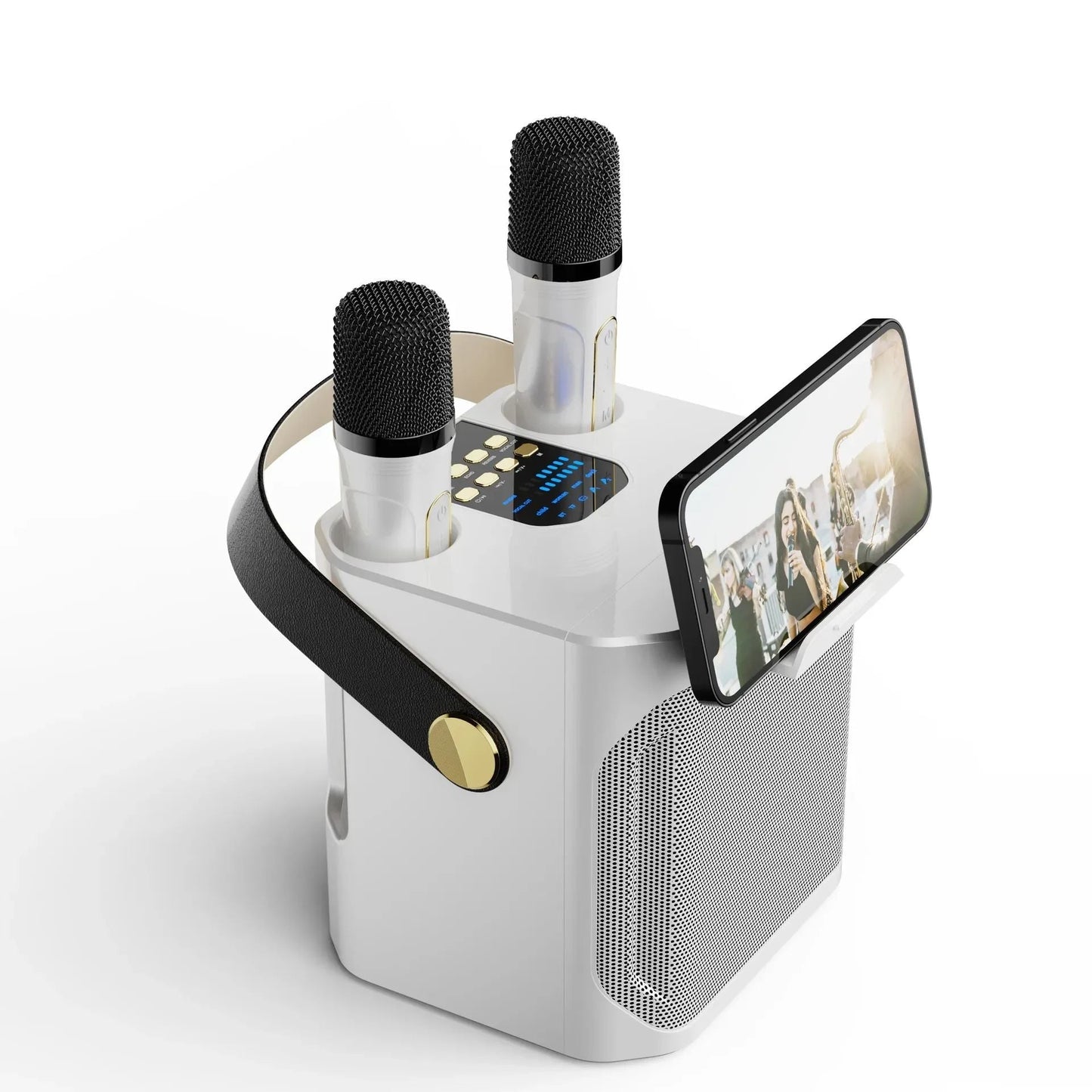 Portable Karaoke Speaker with Dual Microphone Inputs and 360° Sound, 8 Hour Battery