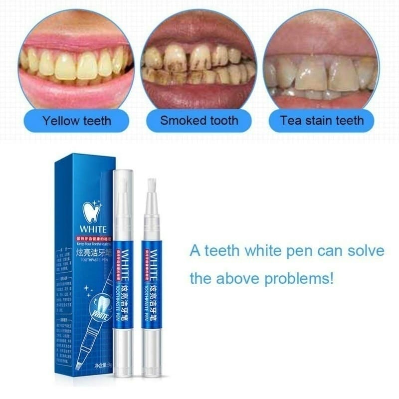 Teeth Whitening Gel Pen with Natural Formula and Brush Applicator, Portable
