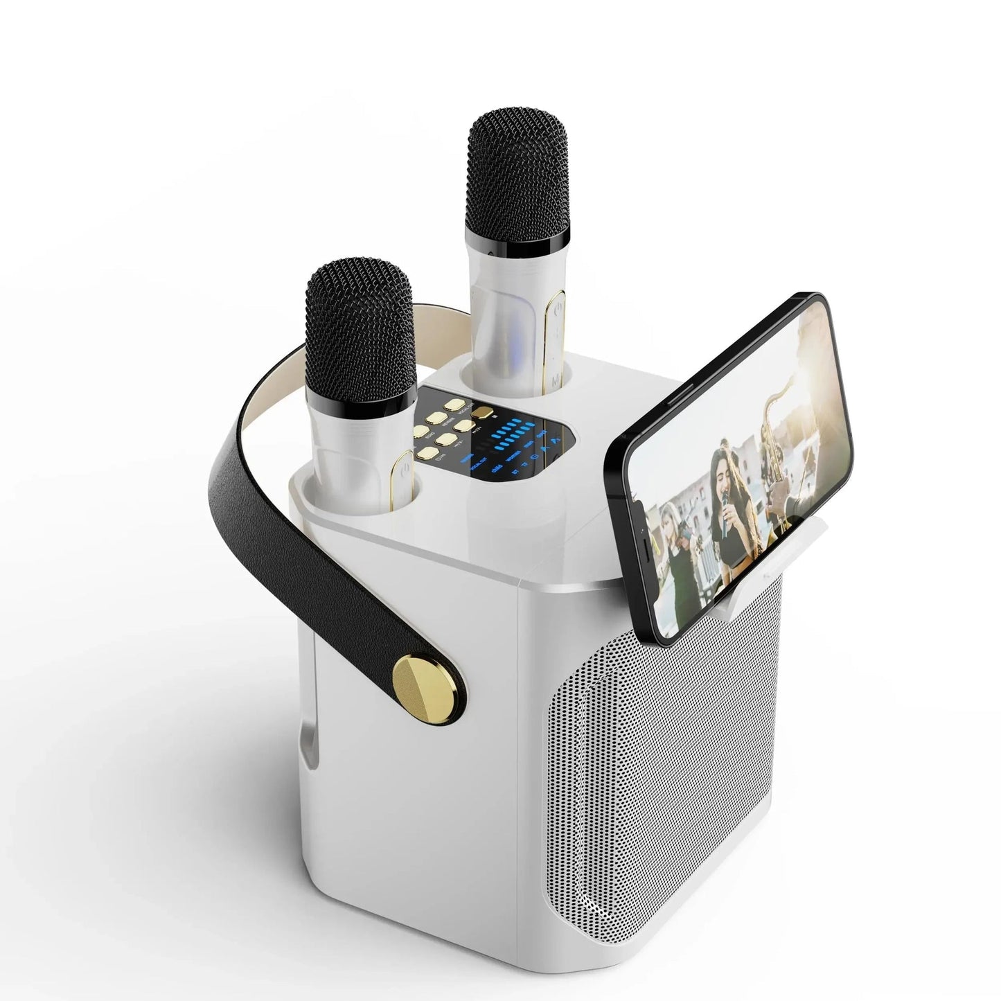 Portable Karaoke Speaker with Dual Microphone Inputs and 360° Sound, 8 Hour Battery