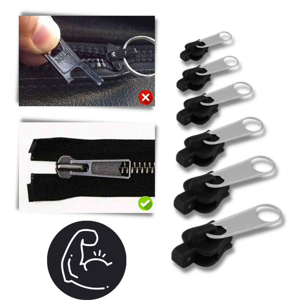 Aluminum Zipper Slider Repair Set with 6-Piece Multi-Size and Tool-Free Installation