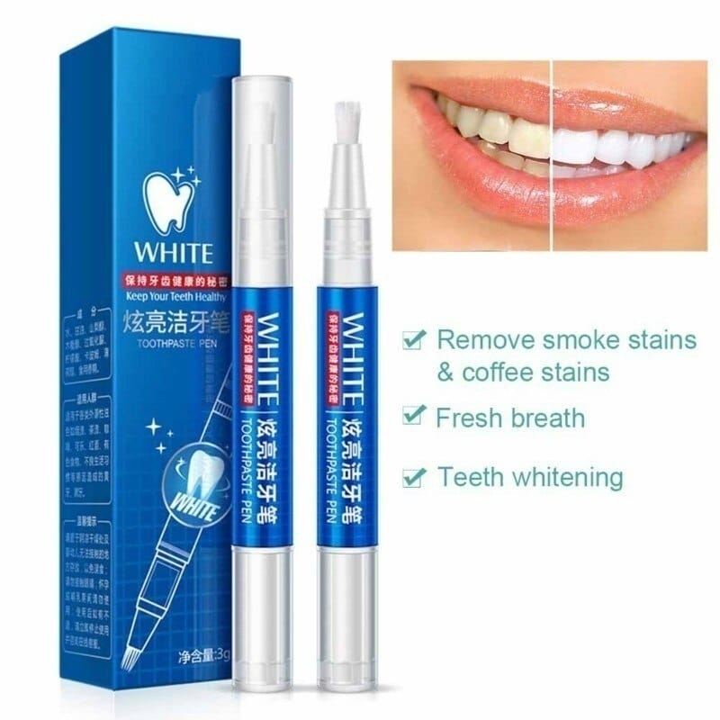 Teeth Whitening Gel Pen with Natural Formula and Brush Applicator, Portable