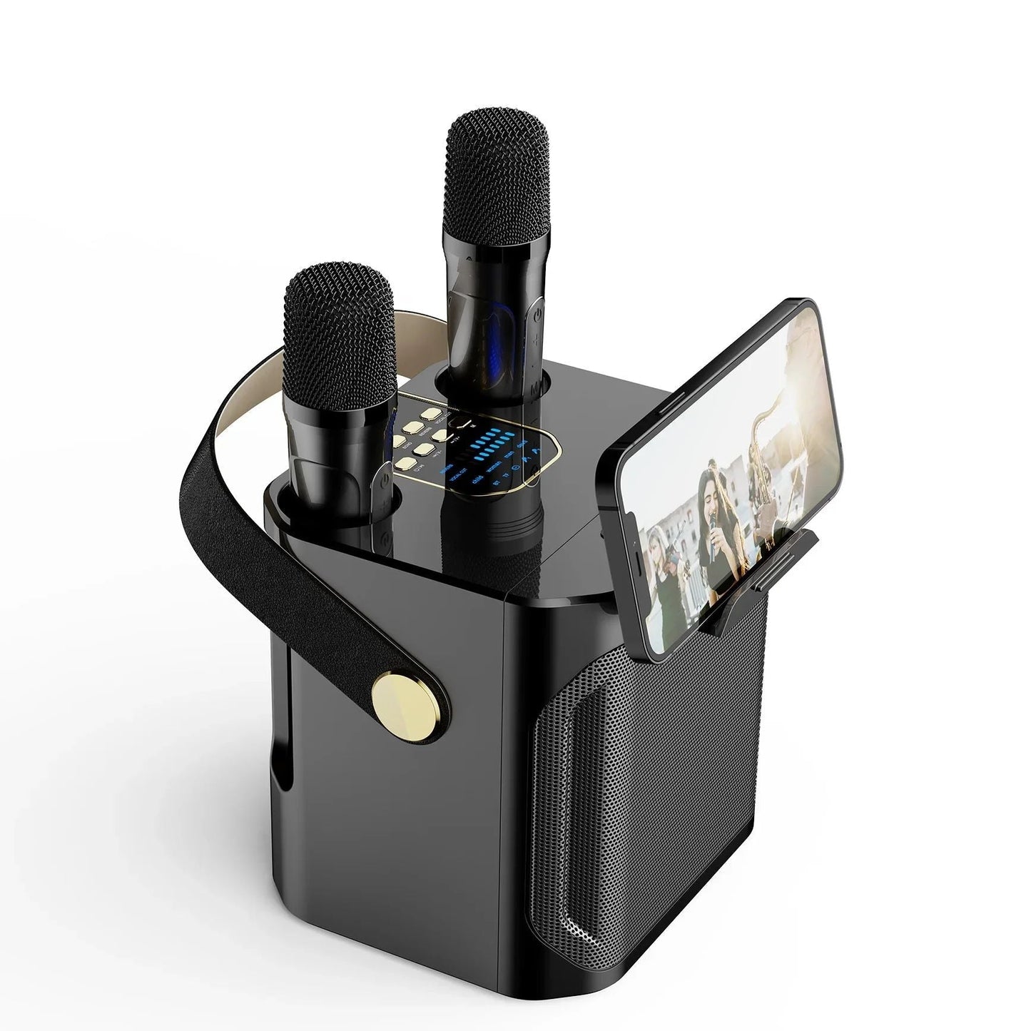 Portable Karaoke Speaker with Dual Microphone Inputs and 360° Sound, 8 Hour Battery