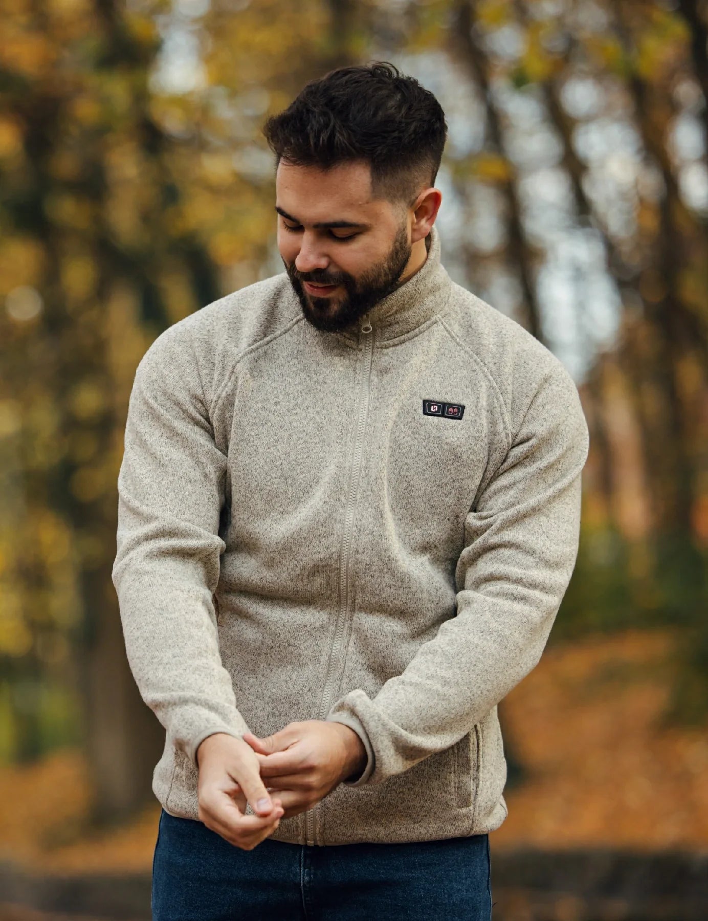 Heated Fleece Jacket with Five Carbon Fiber Zones and Power Bank Compatibility
