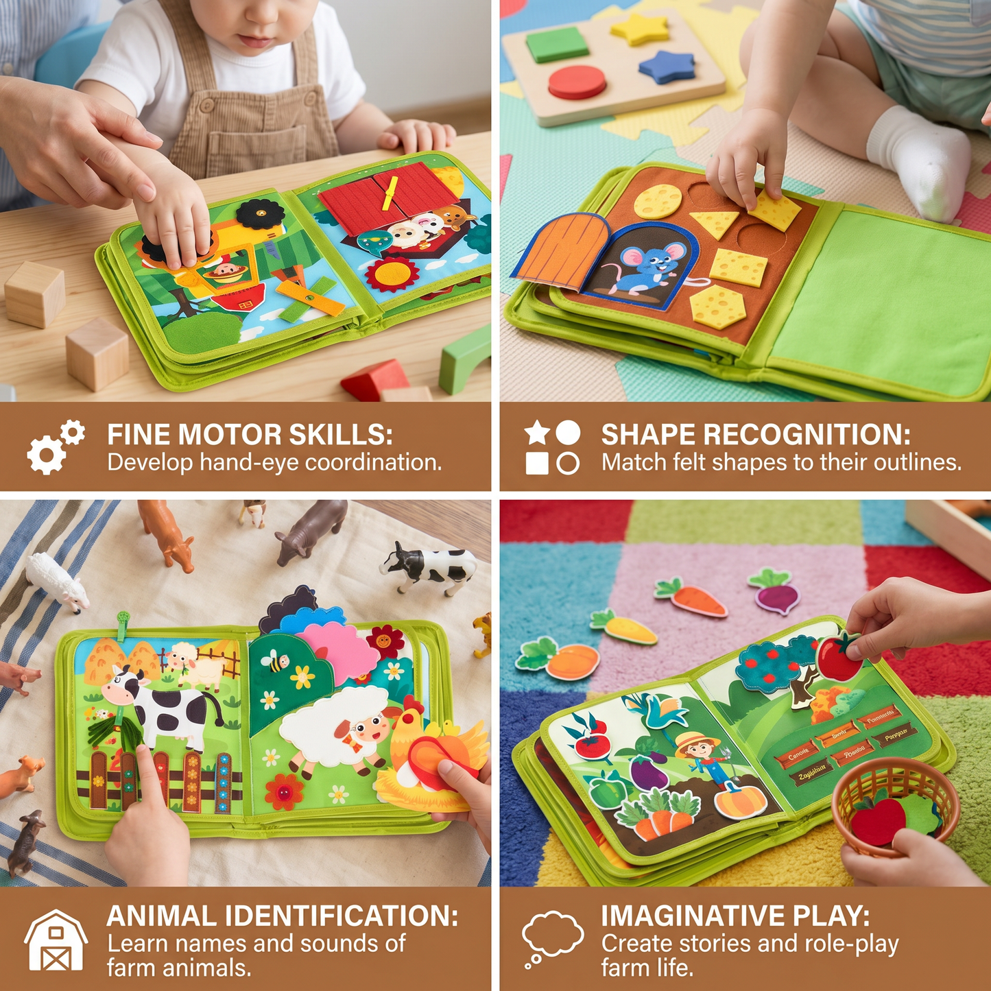 Farm Animals Story Book for Toddlers with Bright Illustrations and Repetitive Learning