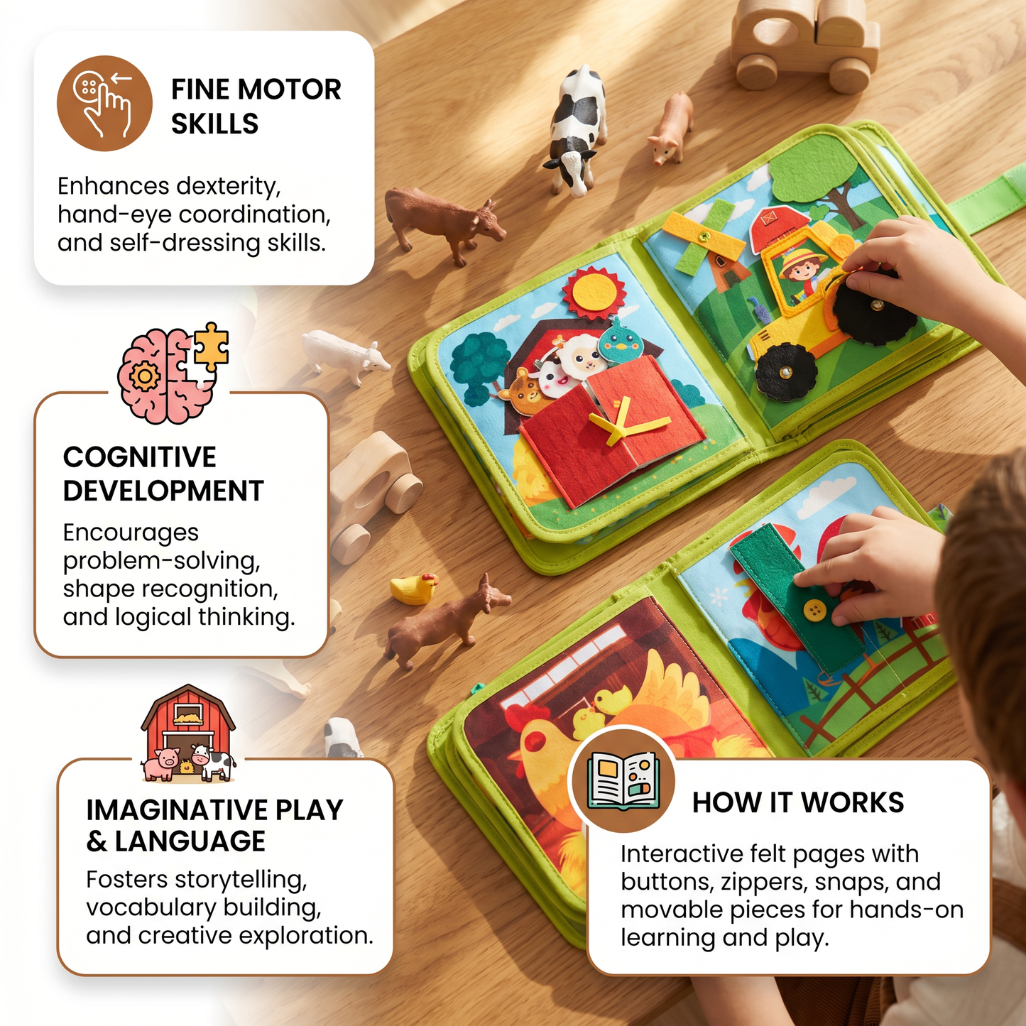 Farm Animals Story Book for Toddlers with Bright Illustrations and Repetitive Learning
