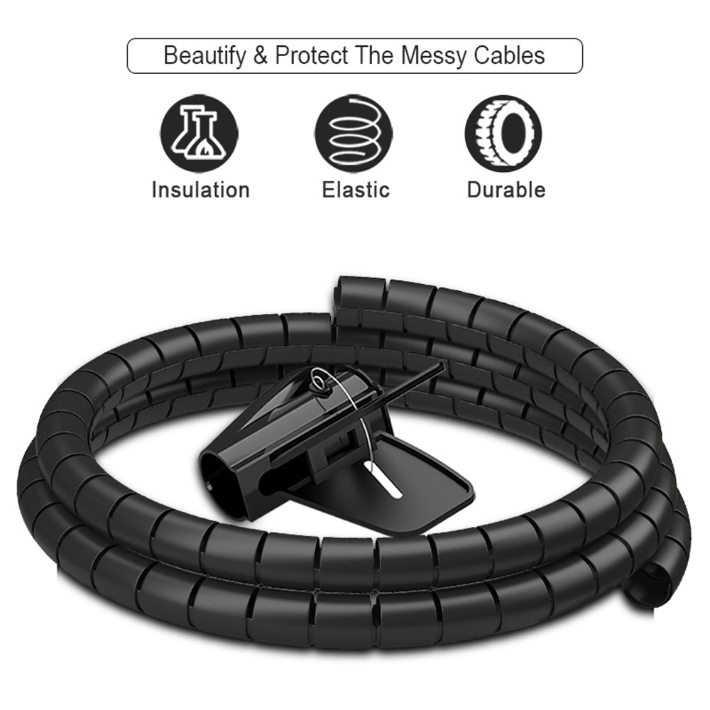 Expandable Coil Cable Sleeve with Spring Loaded Tool and Heat Resistant Material, 2 Meters