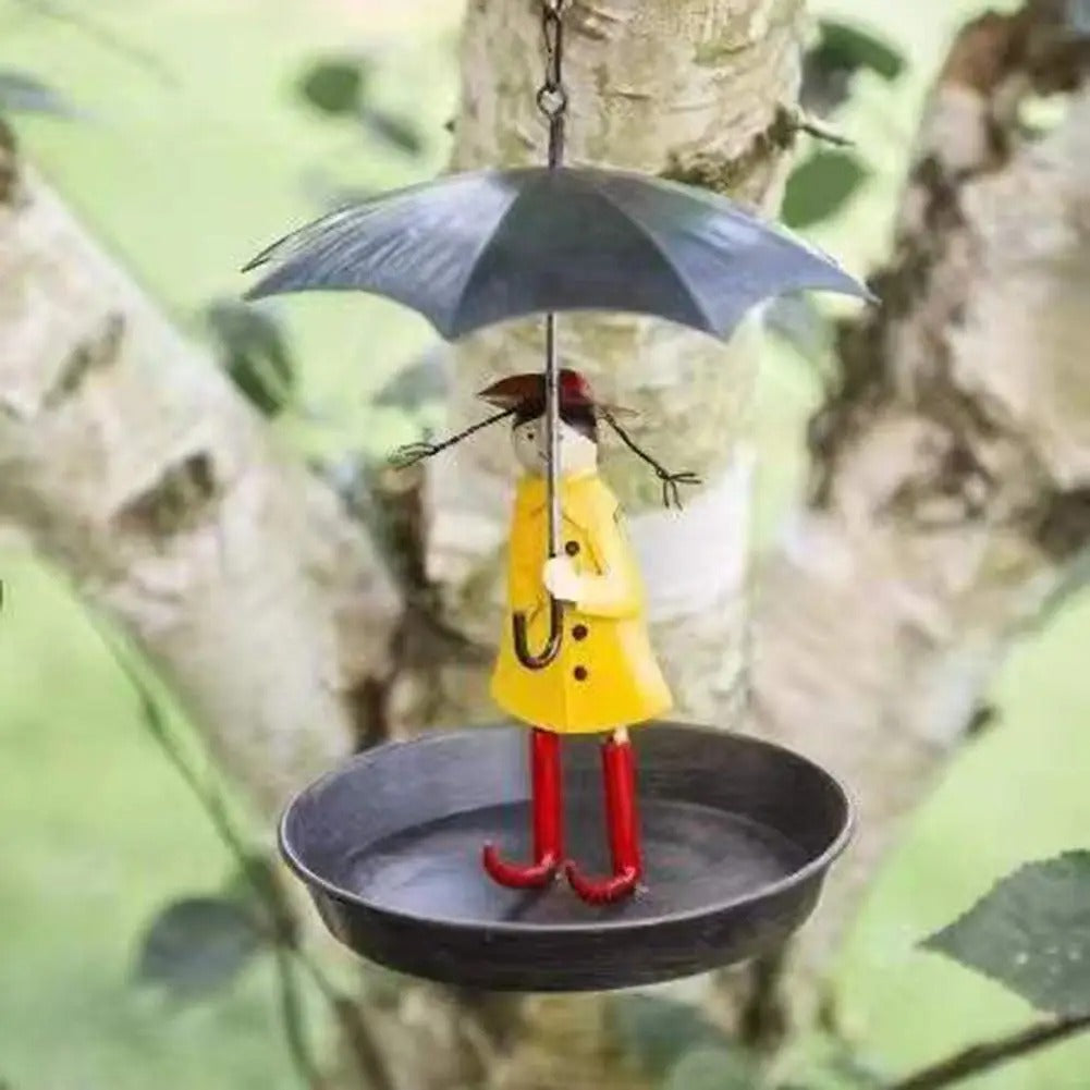 Artistic Raincoat Girl Bird Feeder - Image 2