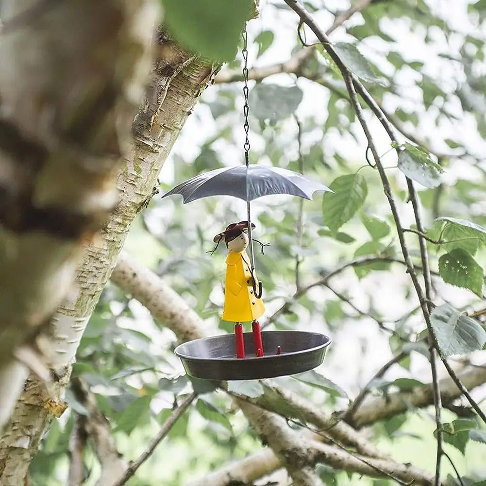 Artistic Raincoat Girl Bird Feeder - Image 3