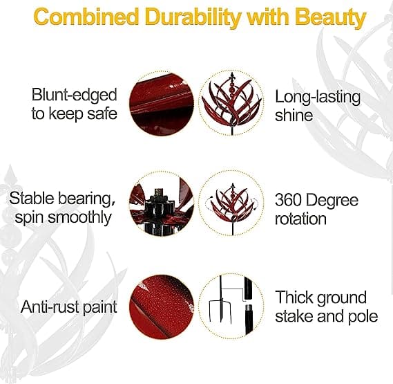 Metal Wind Spinner with Smooth Rotation Bearings for Outdoor Gardens