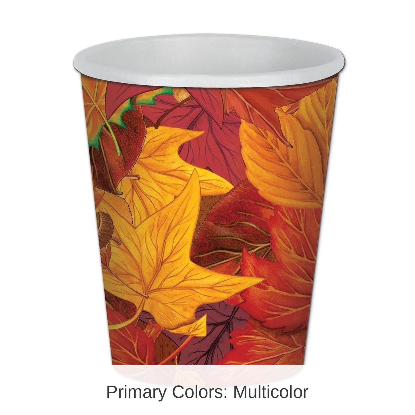 9 oz Fall Leaf Beverage Cups with Multicolor Design, 96 Pack Bulk