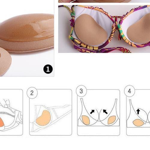 Adhesive Bikini Pads with Molded Shape and Silicone Coating, Reusable
