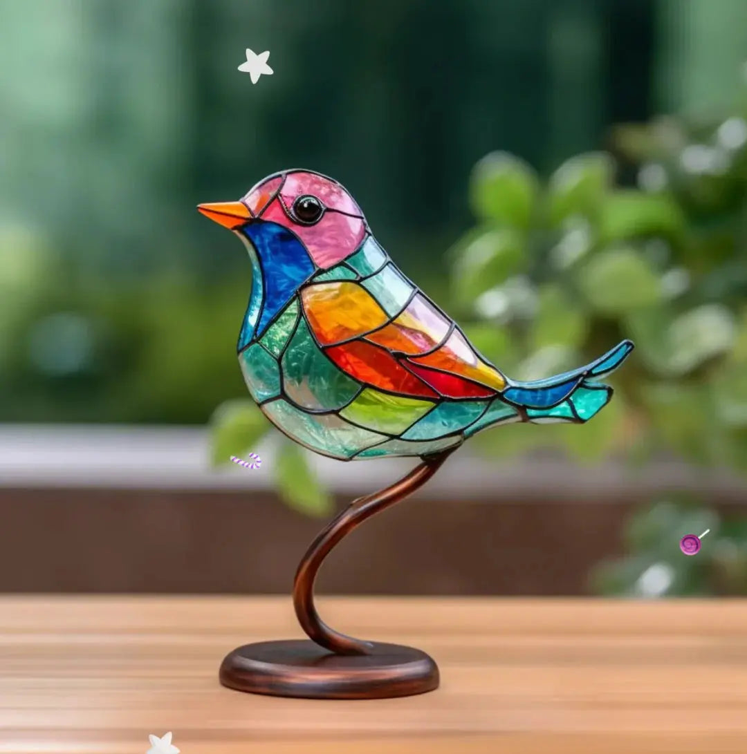 Window Bird Ornament with Light Reflecting Surface and Suction Cup