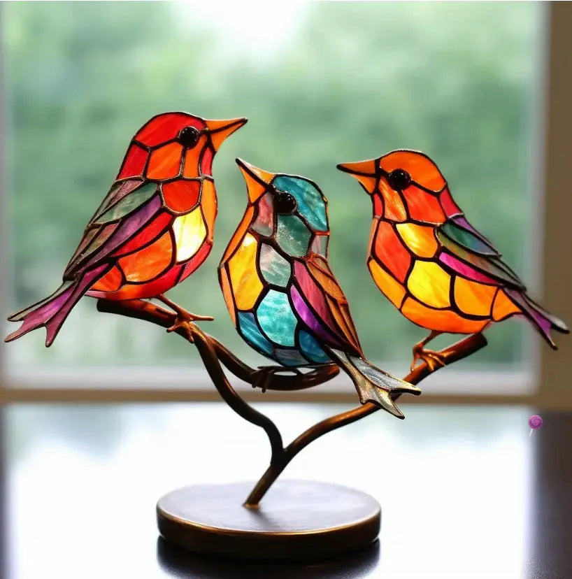 Window Bird Ornament with Light Reflecting Surface and Suction Cup