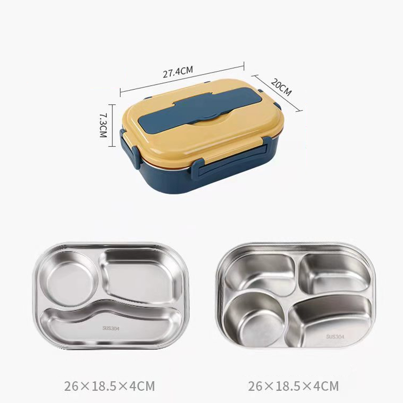 Insulated Stainless Steel Lunch Box with Leak-Resistant Seal and Removable Divider