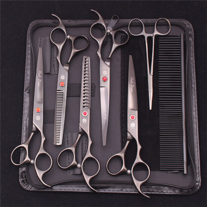 Pet Grooming Scissors Set with Straight Edge and Thinning Blades, Stainless Steel