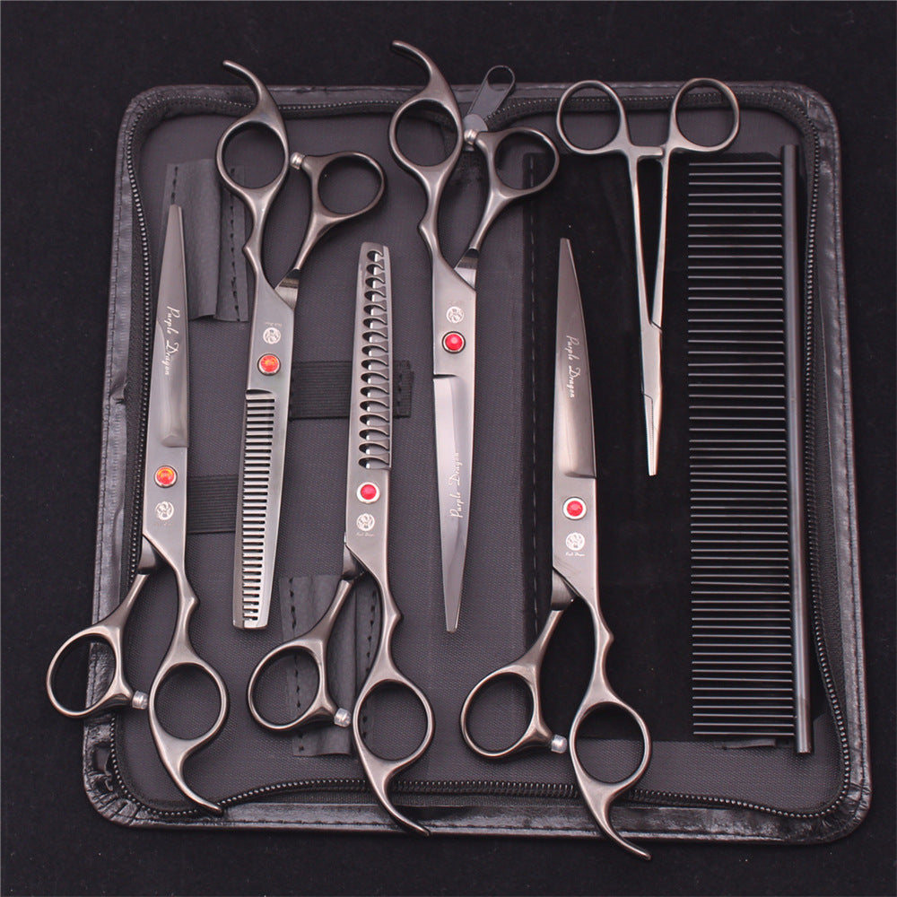 Pet Grooming Scissors Set with Straight Edge and Thinning Blades, Stainless Steel