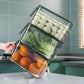 Transparent Refrigerator Storage Box with Ventilated Lid and Stackable Design