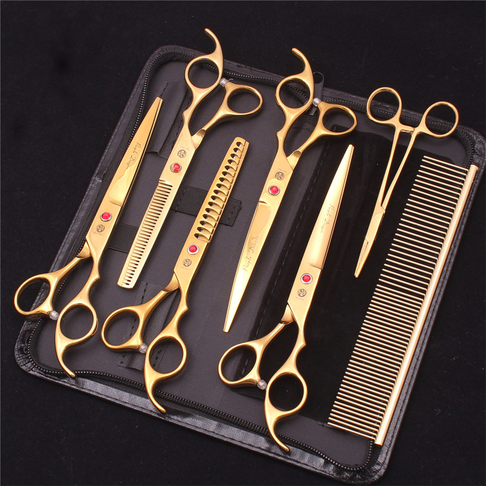 Pet Grooming Scissors Set with Straight Edge and Thinning Blades, Stainless Steel