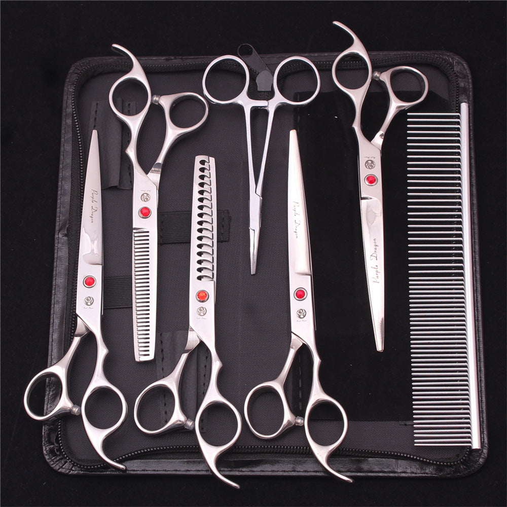 Pet Grooming Scissors Set with Straight Edge and Thinning Blades, Stainless Steel