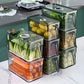 Transparent Refrigerator Storage Box with Ventilated Lid and Stackable Design