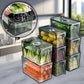 Transparent Refrigerator Storage Box with Ventilated Lid and Stackable Design