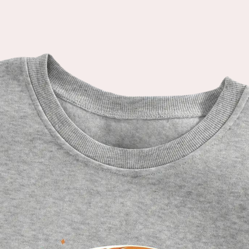 Women's Halloween Sweatshirt with Ghost and Pumpkin Print