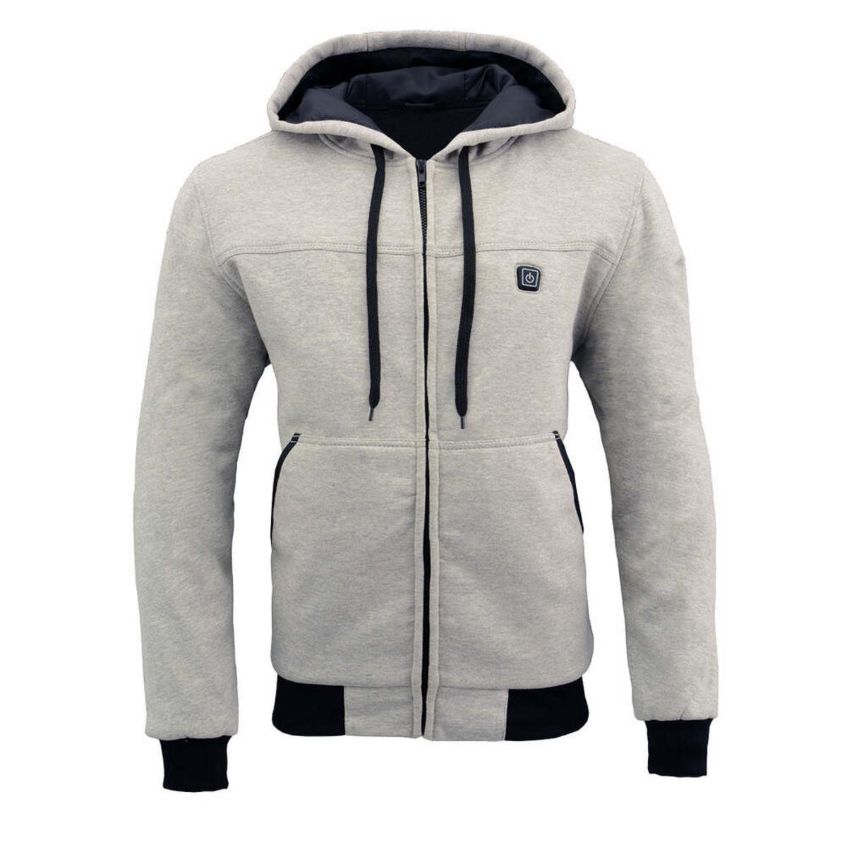 Mens Heated Hoodie with 3-Setting Panels and 10000mAh Battery, Front Zipper