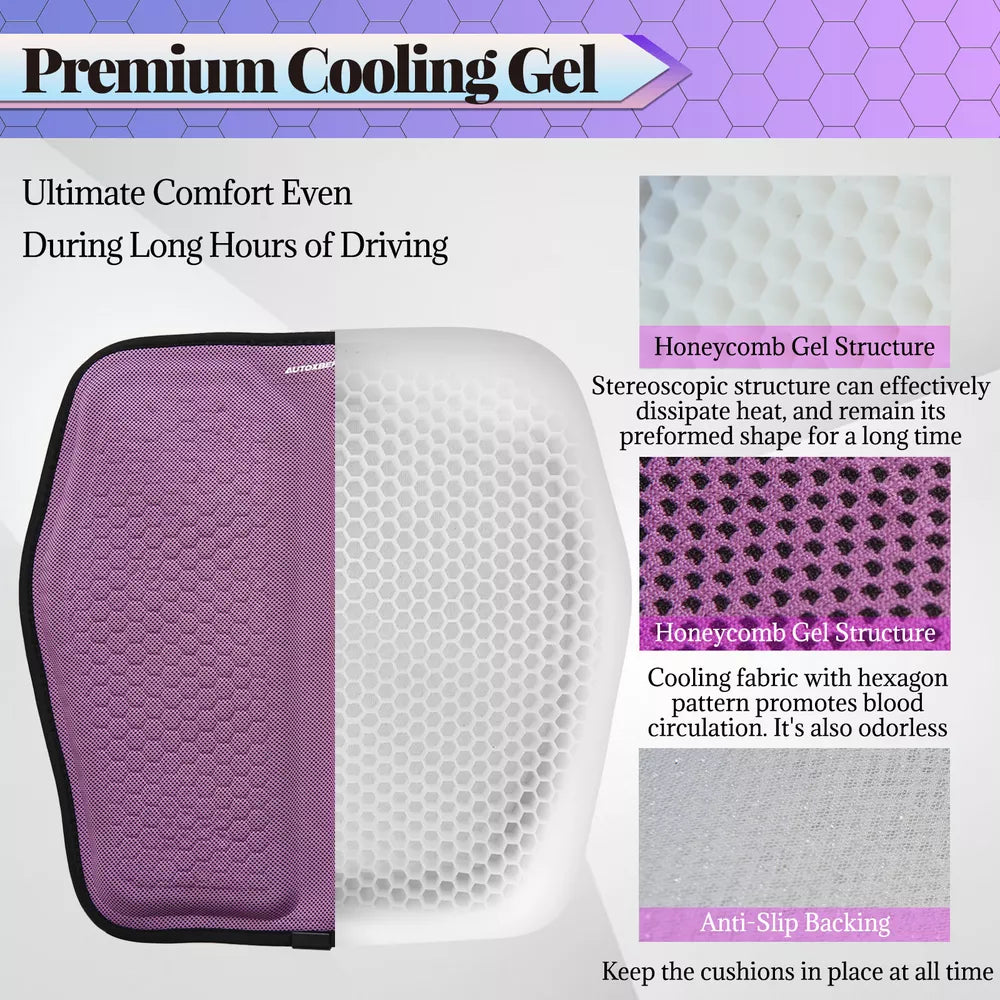 Gel Memory Foam Seat Cushion with Honeycomb Airflow and Cooling Layer