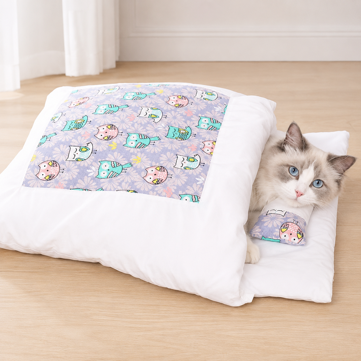 Enclosed Cave Cat Bed with Built-In Pillow and Plush Fabric