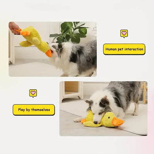 Duck Plush Dog Toy with Low-Frequency Quack and Reinforced Seams, Soft Polyester