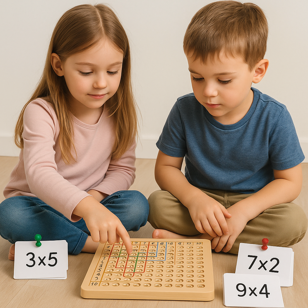 Wooden Math Learning Game with Number Chips and Addition Board for Early Learners