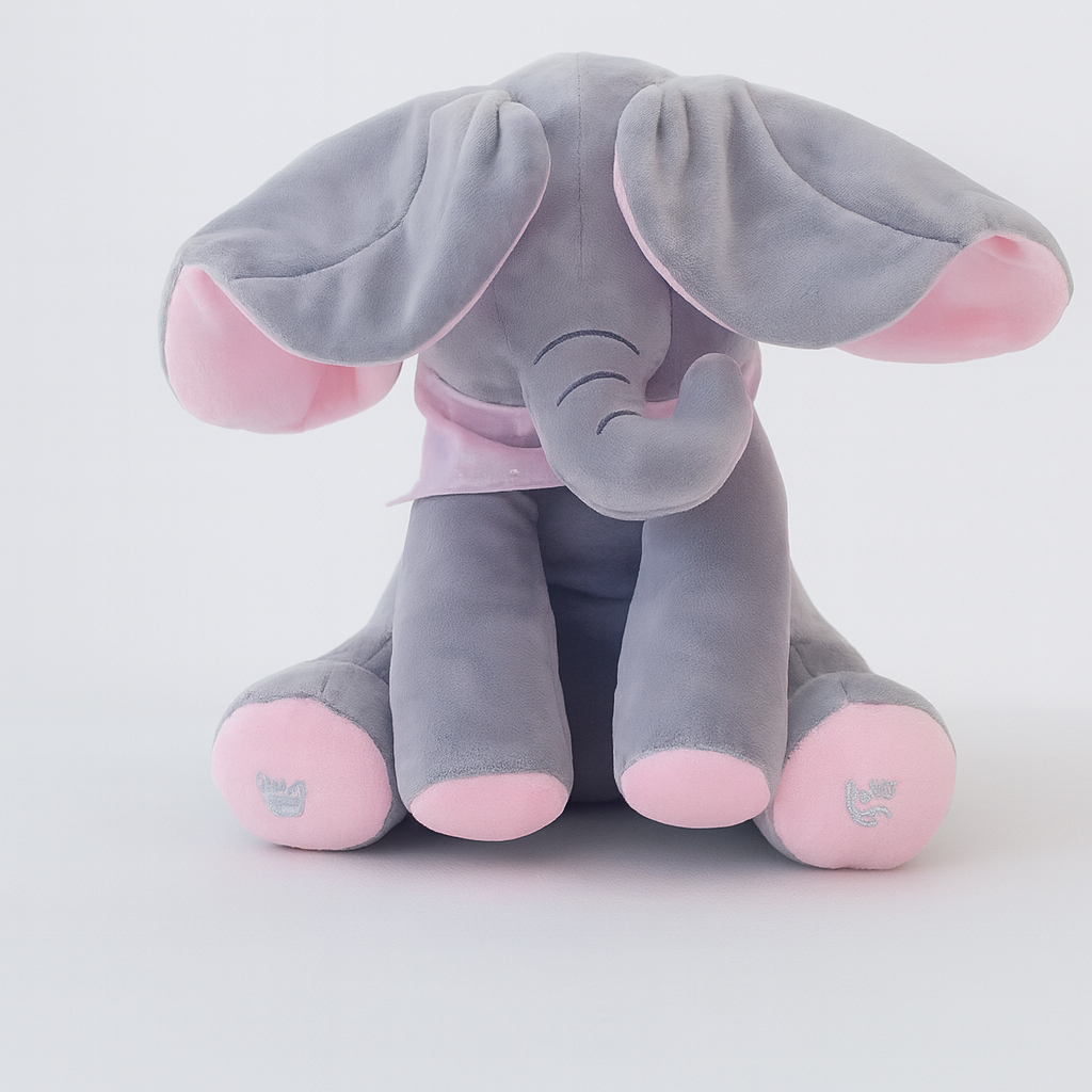Interactive Elephant Plush Toy with Flapping Ears and Peek-a-Boo Sounds