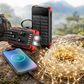 Solar Power Bank with Built In Multi-Tip Cables and LED Floodlight for Outdoor Charging