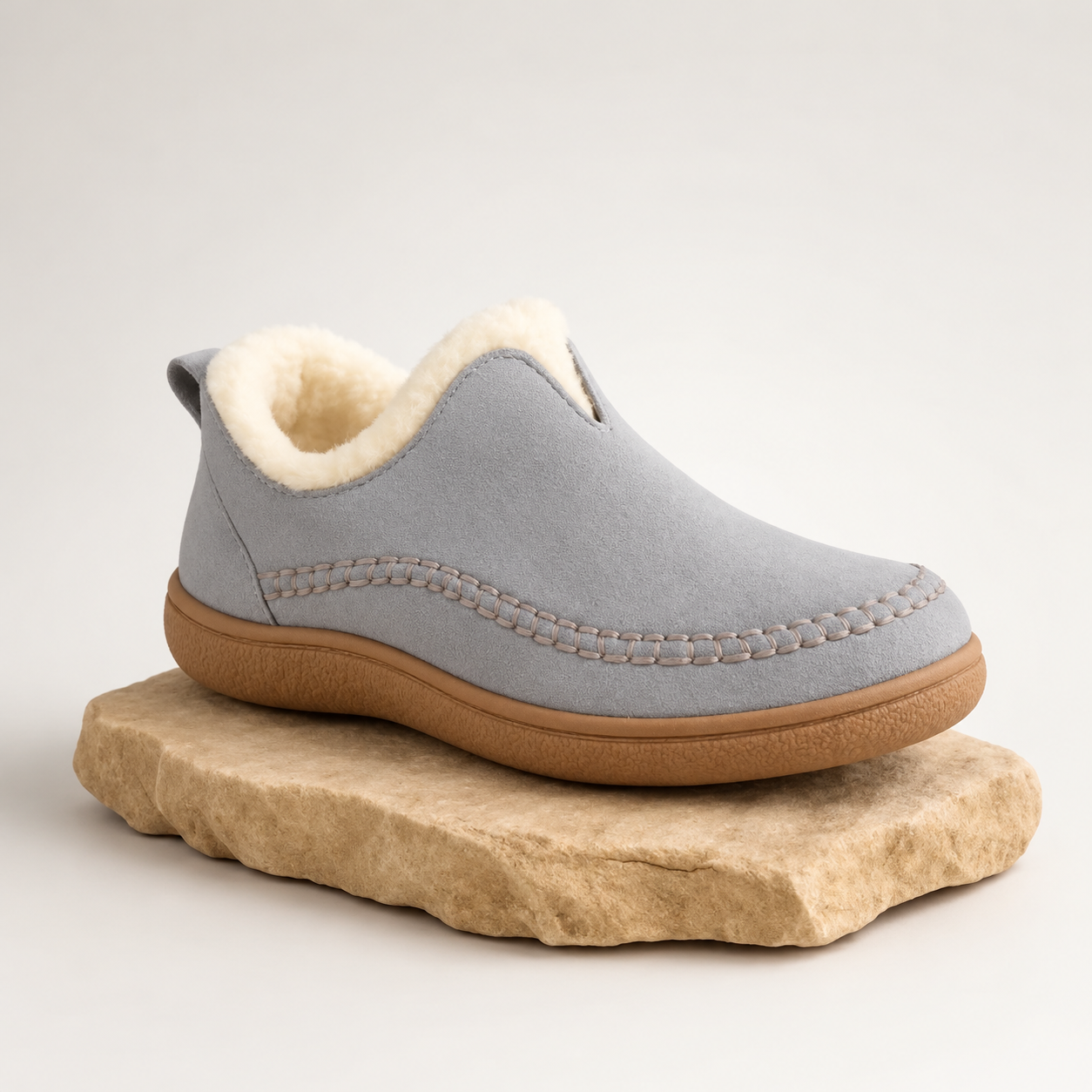 Fleece Lined Slip On Shoes with Molded Arch Support and High Traction Sole