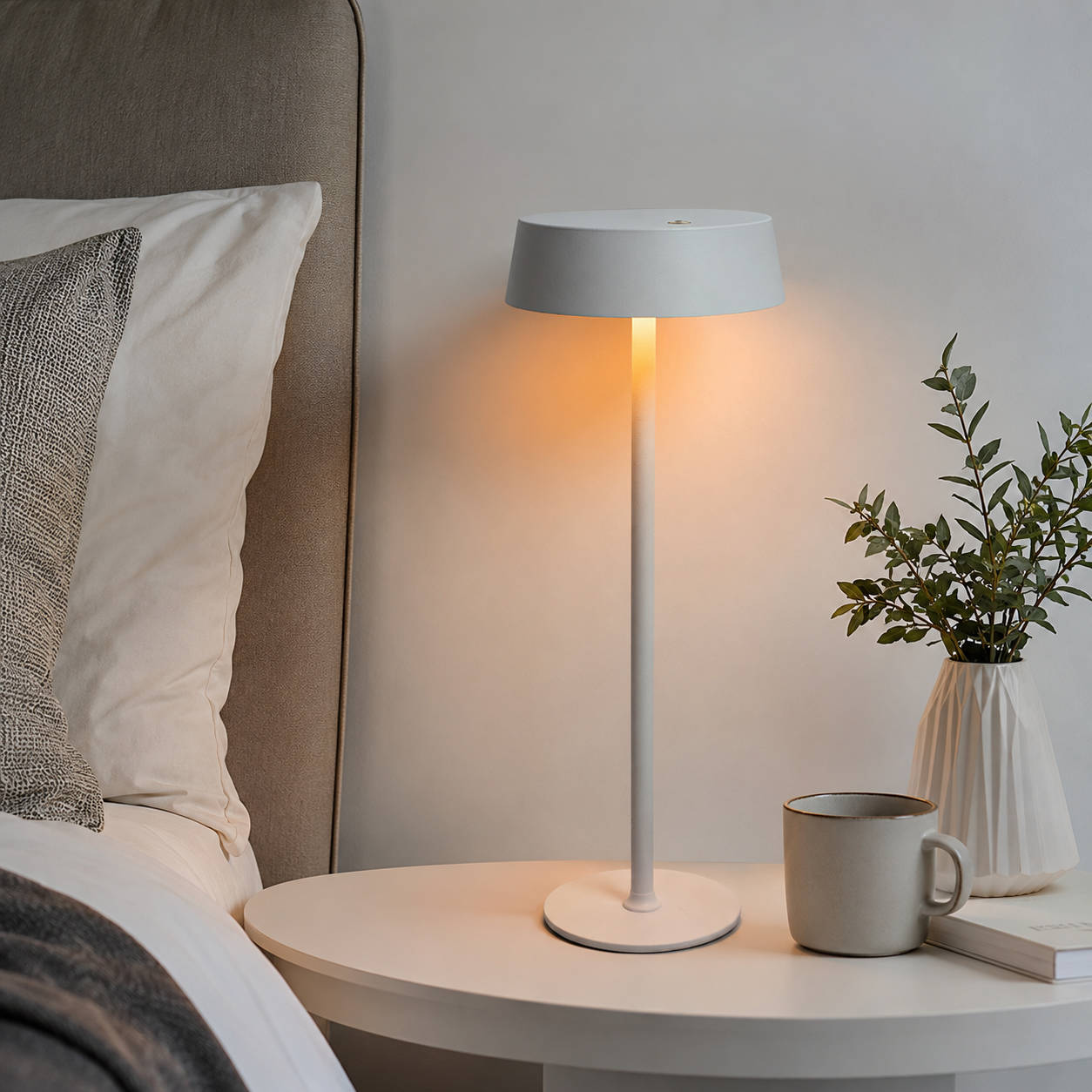 Touch Control Table Lamp, Rechargeable Dimmable LED Bedside Light, Portable Ambient Night Lamp for Bedroom & Living Room