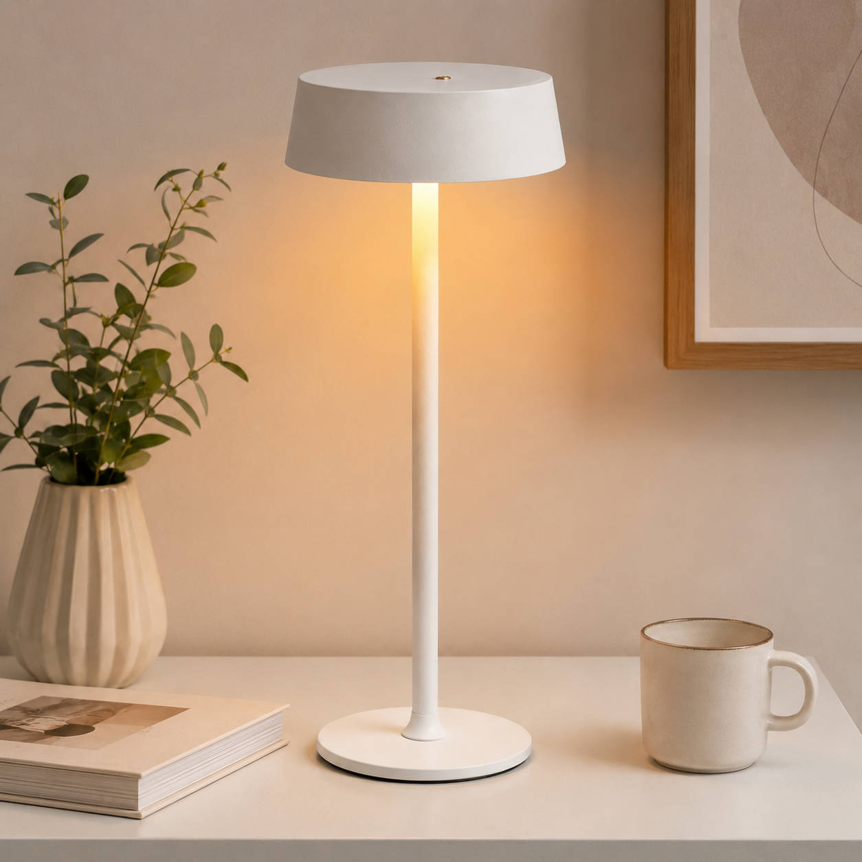 Touch Control Table Lamp, Rechargeable Dimmable LED Bedside Light, Portable Ambient Night Lamp for Bedroom & Living Room