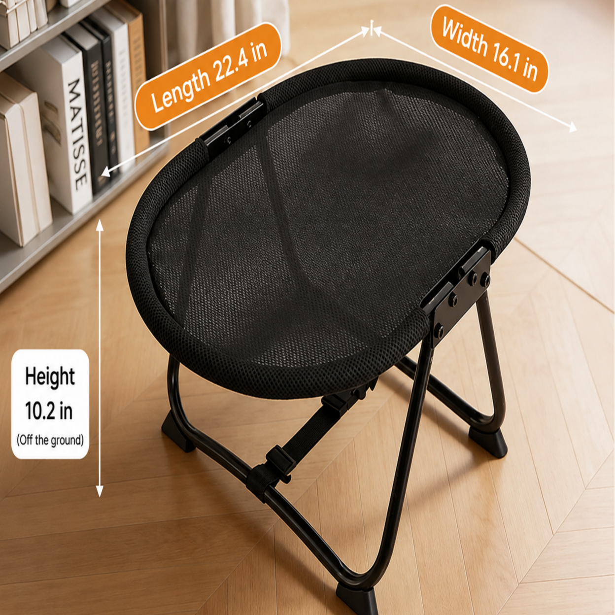 Elevated Pet Bed with Breathable Mesh Platform and Iron Frame, Foldable Design