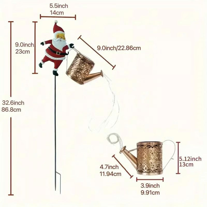 Solar Christmas Kettle Light with Cascading LED Effect and Ground Stakes