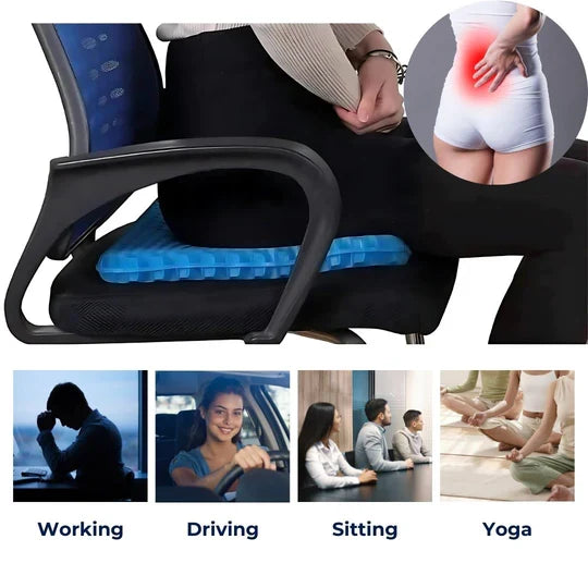 Gel Seat Cushion with Honeycomb Structure and Tailbone Support for Office Chairs, Cars, Wheelchairs