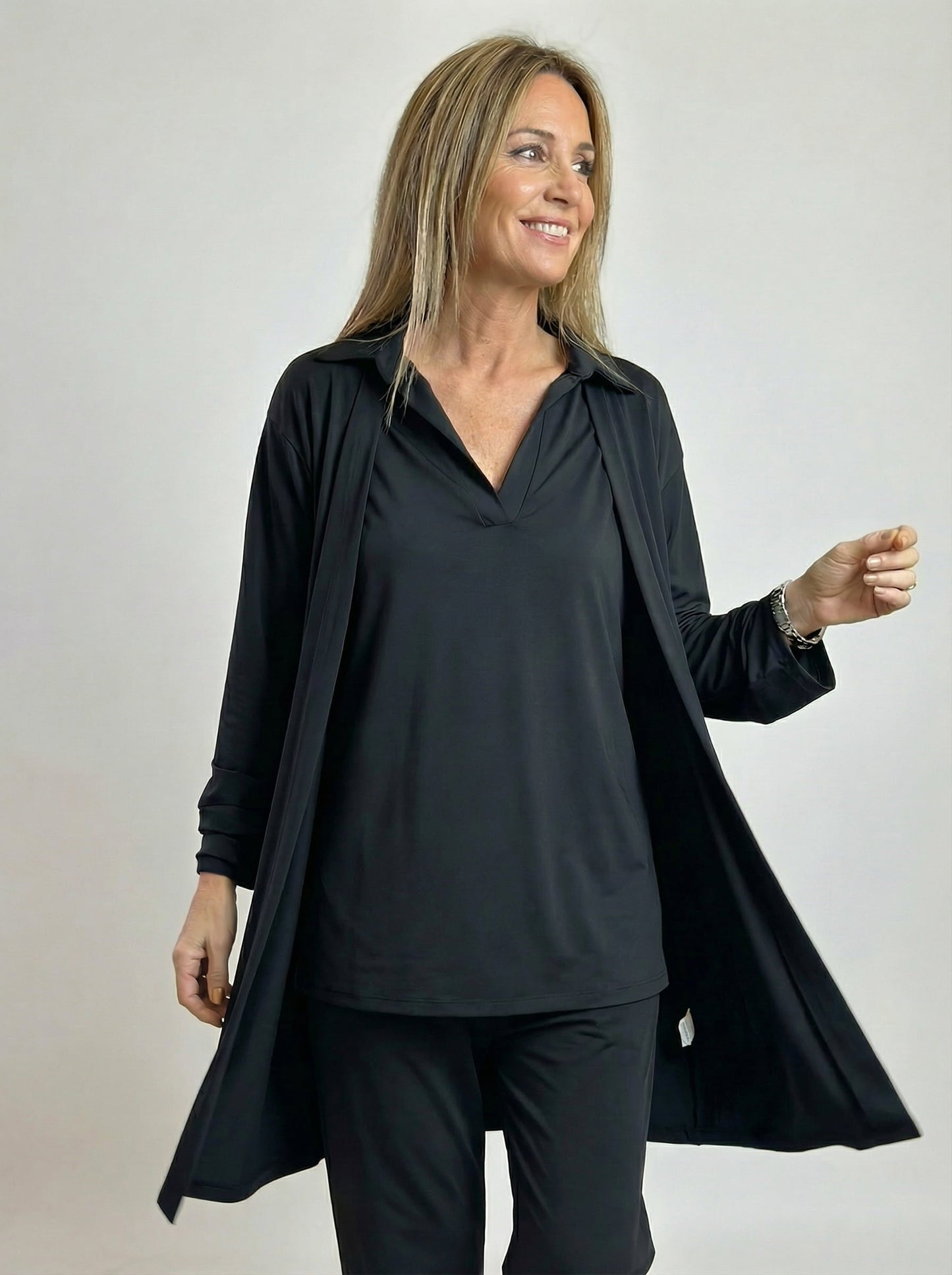 Women's Polo Shirt with V-Neck Collar and Relaxed Short Sleeve, Polyester-Elastane Blend
